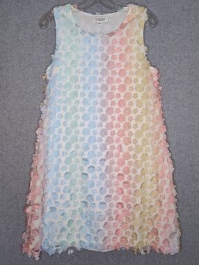 Lili Sidonio Molly Bracken Pastel Floral Appliqué Shift Dress Wm Sz S
